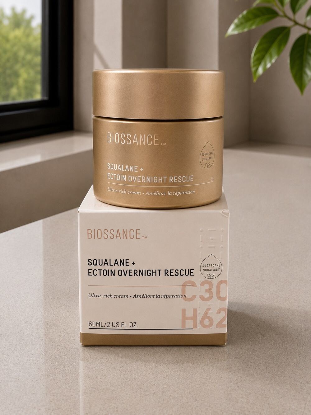 $74 Biossance Squalane + Ectoin Overnight Rescue Moisturizer 2 oz New